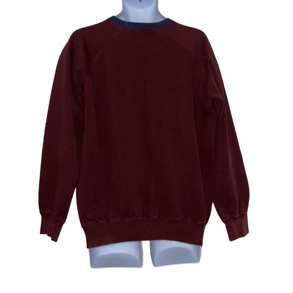 Vintage Ralph Lauren Rugby Polo Sweatshirt Mens L Burgundy Well Worn Embroidered - Picture 6 of 10